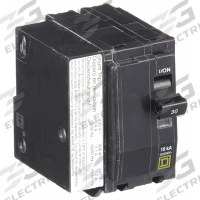 SQUARE D Miniature Circuit Breaker: 30 A, 120/240V AC, Single Phase, 10kA at 120/240V AC - QO Series, Plug-In Square D Miniature Circuit Breakers