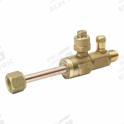 MUELLER Refrigerant Ball Valve: 10 Cv, 5/8 in Female Swivel Right-Hand, Access Port - Flare Connection Unibody Refrigeration Ball Valves