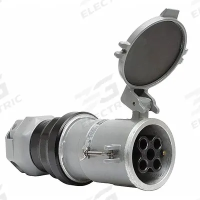 HUBBELL Pin and Sleeve Connector: Gray, 250V DC/600V AC, 200 A, 4 Pole, 5 Wire - Washdown-Rated Connectors