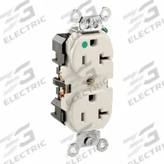 LEVITON Plugs and Receptacles: Hospital Grade, Duplex, 5-20R, Light Almond, 125V AC, 20 A (MPN 8300-T)