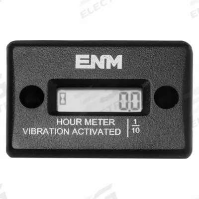 ENM Vibration Hour Meter: Hour Meters, Front Panel Mounting, Digital, 2 1/8 in x 1 3/8 in
