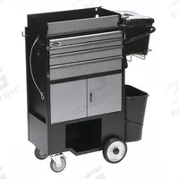 FLEXCART Tool Utility Cart: Black / Silver Drawer, 37 1/2 in Wd, 14 1/2 in Dp, 45 in Ht, No Lid (MPN FC-400PCNT). Key specifications — attr1116772: FLEXCART; attr1116768: Padlock.