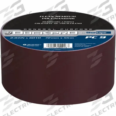 SHURTAPE Duct Tape: Medium Duty, Burgundy, 2 7/8 in Wd, 60 1/8 yd Lg, 9 mil Thick - General Purpose Duct Tape