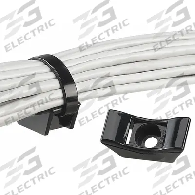 PANDUIT Heavy Duty Cable Tie Mount: 0.52 in Slot Wd, 0.23 in Slot Ht, Black, 0.72 in Wd - Screw Mount Cable Tie Bases