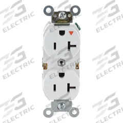 LEVITON Receptacle: Duplex, 5-20, White, 125V AC, 20 A, 2 Pole / 3 Wire (MPN 5362-IGW)