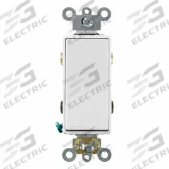 LEVITON Wall Switch: Rocker Switch, 4-Way, Maintained, White, 120/277V AC, 20 A (MPN 5624-2W). Key specifications — Illuminated: No; Voltage Rating: 120/277V AC.