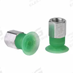 SCHMALZ Vacuum Pad Assembly: Flat, 1/8 in NPT Vacuum Port, 21 mm Pad Dia, Food Grade Silicone Rubber (MPN 10.01.01.14963). Key specifications — attr1019136: 10.01.01.14963; attr1019138: SCHMALZ; attr1019139: 55 A.