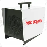 HEAT WAGON Portable Electric Salamander Heater: 9kW Watt Output, 14-50P, 100°F Air Temp. Rise (MPN P900). Key specifications — NEMA Plug Configuration: 14-50P; Includes: 4-Prong Grounded Plug w cord; Phase: 1; Wattage Output: 9kW; Voltage: 208/240V AC; Thermal Overheat Protection: Automatic Reset; Brand: HEAT WAGON; Overall Dimensions - H x W x D: 18 in x 12 in x 23 in.