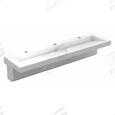 ACORN Wash Basin: 3803, White, Corterra, 80 in Overall Lg, 22 in Overall Wd - Three-Station Wall-Mounted Bathroom Sinks without Faucets