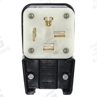 LEVITON Straight Blade Plug: 15-50P, 250V AC, 50 A, 3 Pole, 4 Blade, Black (MPN 8452-P) - Angled Plugs