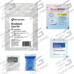 FIRST AID ONLY Bleed Aid Kit: Gen Purpose, 24 People Served, 6 Components, Plastic (MPN 91578). Key specifications — Adhesive Bandages Included: No Adhesive Bandages; Application: General Purpose; Brand: FIRST AID ONLY; Housing Color: Clear; Housing Material: Plastic; Includes Oral or Inhalant Medication: No Medication Included; Mountable: Portable; Oral and Inhalant Medicinals Included: No Oral/Inhalant Medicinals.