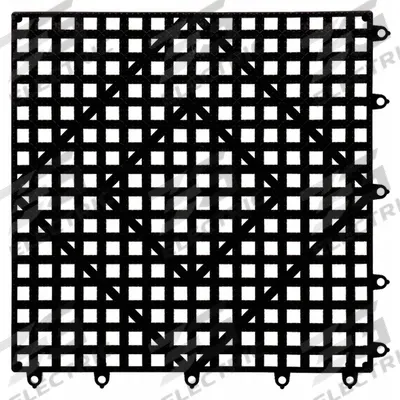 SAN JAMAR Bar Mat: 12 in Overall Lg, 12 in Overall Wd, Black, Plastic, Interlocking - Bar Mats