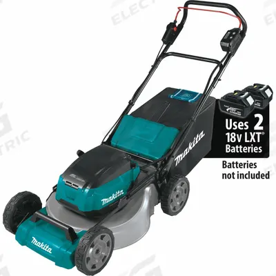 MAKITA Battery-Powered Lawn Mower: Push, 21 in Cutting Wd, Bag/Mulch/Side Discharge Location - Battery-Powered Lawn Mowers
