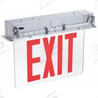 Edge-lit Exit Sign: 1 Faces, Red, Aluminum, Universal Field Selectable Chevrons, LED, Silver (MPN EDGRNY 1 R M4). Key specifications — Housing Color: Silver; Brand: LITHONIA LIGHTING; Lighting Technology: LED; Self Diagnostics: No; Housing Material: Aluminum; Text Color: Red.