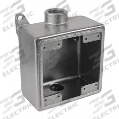 CALBRITE Electrical Box: Stainless Steel, Square, 2 Gangs, 3/4 in Hub Size, 45 cu in Capacity, Gray (MPN S60700FDCD). Key specifications — Color: Gray; Brand: CALBRITE.