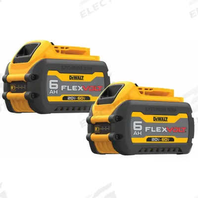 DEWALT Battery: FLEXVOLT, 6 Ah, 2 Batteries Included, 20V DC/60V DC - DEWALT Cordless Tool Batteries