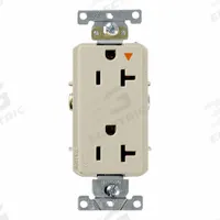 LEVITON Receptacle: Decorator Duplex, 5-20, Ivory, 125V AC, 20 A, 2 Pole / 3 Wire (MPN 16362-IIG)