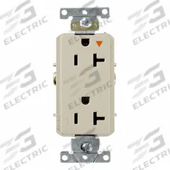 LEVITON Receptacle: Decorator Duplex, 5-20, Ivory, 125V AC, 20 A, 2 Pole / 3 Wire (MPN 16362-IIG)