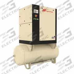 INGERSOLL RAND Rotary Screw Air Compressor: Horizontal, 30 hp, 107 cfm, 120 gal Tank, 200V AC (MPN UP6S-30-150). Key specifications — attr48606: Three; attr48593: 200V AC; attr48578: INGERSOLL RAND; attr110305: Not Included.