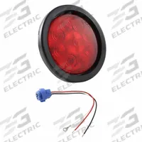 GROTE Stop/Turn/Tail Light: LED, Stop Light, Red, Round, 4 5/16 in Overall Dia, 4 5/16 in Overall Ht (MPN 53462). Key specifications — Standards: FMVSS 108; Electrical Connection: Pigtail; Brand: GROTE; Installation Type: Permanent; Lens Color: Red; Mount Type: Grommet; Lighting Technology: LED; Light Type: Stop Light.