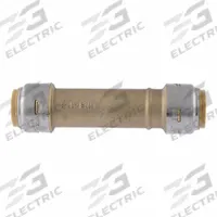 SHARKBITE MAX Push-Fit Adapter Fitting: Straight, 3/4 in OD x 3/4 in OD Size, Brass, Coupling (MPN UR3016). Key specifications — Brand: SHARKBITE MAX.