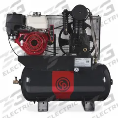 CHICAGO PNEUMATIC Stationary Air Compressor: 2 Stage, 13 hp Engine, Honda, 25.1 cfm, 30 gal Air Tank (MPN RCPC1330G). Key specifications — attr50933: Honda; attr86530: Electric; attr50934: CHICAGO PNEUMATIC.
