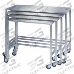 LAKESIDE Instrument Table Set,Nesting,SS: Fixed Ht, Stainless Steel, 48 in x 24 in (MPN 8389). Key specifications — Unit Type: Not Expandable or Modular; For Environment: Food Service; Includes: (1) 14 in x 28 in x 32 in Instrument Table; Assembly: Fully Assembled; Wheel Material: Rubber; Frame Material Finish: Unfinished; Mobility: Casters; Height Adjustability: Fixed Height.