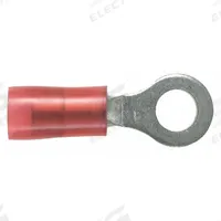 PANDUIT Ring Terminal: Red, Nylon Insulation, 1/4 in Stud Size, 22 AWG to 18 AWG Wire Sizes, 600 V (MPN PN18-14R-C). Key specifications — attr1308027: PANDUIT.