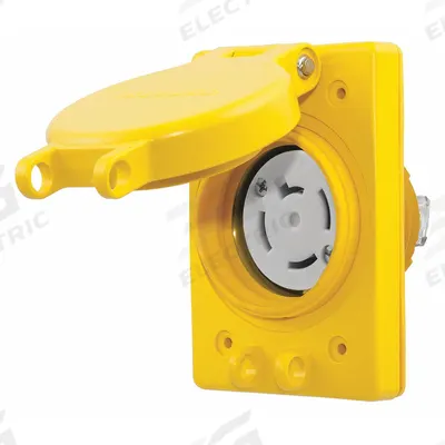 HUBBELL Locking Receptacle: Non-NEMA, Yellow, 120/208V AC, 20 A Current Rating - Watertight Receptacles