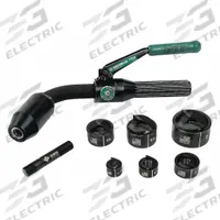 GREENLEE Hydraulic Punch Driver Set (MPN 7706SB). Key specifications — attr74890: Mild Steel; attr74888: Quick Draw Hydraulic Driver, 1/2 in 1, 1-1/4, 1-1/2, 2 in Slug Buster Punches and Dies, (2) Draw Studs, (1) Adapter, (1) Spacer and Plastic Carrying Case; attr74884: 1/2 in to 2 in.