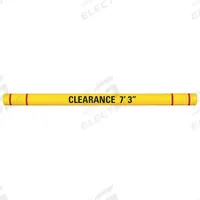 Clearance Bar with Custom Graphics Kit: 80 in Overall Lg, 7 3/8 in Outside Dia, Yellow, HDPE (MPN HTGRD780YR). Key specifications — Includes: (2) Eye Hooks; Color: Yellow; Includes Mounting Hardware: Mounting Hardware Included; Material: HDPE; Use Location: Indoor; Stripe Color: Red; Brand: APPROVED VENDOR.