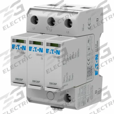EATON Surge Protection Device: Three Phase, 120V AC Delta, 3 Poles, 3 + Ground Wires - DIN Rail Internal-Mount SPDs