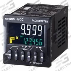 OMRON Electronic Counter: Digital Counters, Front Panel Mounting, 19 1/4 in x 2 in, cUL/cUR, LED, 3A (MPN H7CC-A11). Key specifications — Features: Replacement Time Notification Function Notifies the user of Potential Preventive Maintenance; Mounting Style: Flush; Output Rating: 3A; Standards: cUR; Brand: OMRON; Manufacturer Part Number: H7CC-A11.