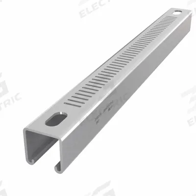 DAKOTA SYSTEMS Strut Channel: Steel, Pre-Galvanized Zinc, 12 ga Gauge, Perforated Slot - Perforated-Slot Strut Channels