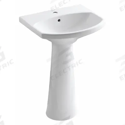 KOHLER Bathroom Sink: Vitreous China, White, Oval, 34 1/2 in Overall Ht - Pedestal Bathroom Sinks Without Faucets