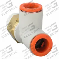 SMC Push-Fit Tee Fitting: 1/4 in Pipe x 3/8 in OD x 3/8 in OD Size, 48 29/32 mm Overall Lg, Brass (MPN KQ2Y11-35AS). Key specifications — Brand: SMC.