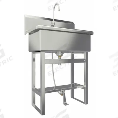 SANI-LAV Scrub Sink: 45 1/2 in Overall Ht, 28 in Bowl Lg, 10 1/2 in Bowl Dp - One-Station Freestanding Hand Sinks with Faucets