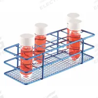 Tube Rack: 3 1/8 in Overall Wd, 2 3/8 in Overall Ht, 8 3/8 in Overall Lg, Wire, Blue, (12) Wells (MPN 120087). Key specifications — Material: Wire; Mounting Location: Benchtop; Color: Blue; Product Type: Test Tube Rack; Total Holding Capacity: (12) Wells; Brand: HEATHROW SCIENTIFIC.
