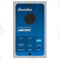 LABCONCO Airflow Monitor: 12 in Overall Lg, 12 in Overall Wd, External Alarm/Night Setback, Plastic (MPN 9413301). Key specifications — Includes: Night Setback; Material: Plastic; Product Type: Airflow Monitor; Brand: LABCONCO; Voltage: 208 to 230V AC.
