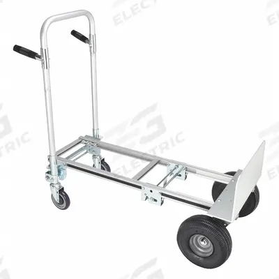 Dayton Convertible Hand Truck: 500 lb, Dual-Handle, Silver, Aluminum, Pneumatic - 2-Position Convertible Hand Trucks