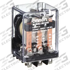 OMRON General Purpose Relay: Socket Mounted, 10 A Current Rating, 240V AC, 3PDT, 11 Pins/Terminals (MPN MJN3C-AC240). Key specifications — Brand: OMRON; Base Type: Square; Mounting Style: Plug-In; Pin Shape: Round; Electrical Connection: Plug-In; Manufacturer Part Number: MJN3C-AC240; Series: MJN Series.