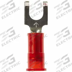 3M Fork Terminals: Red, Nylon, #8 Stud Size, 22 AWG – 18 AWG Wire Range, Block Fork, 600 V (MPN MNG18-8FBK). Key specifications — Barrel Style: Insulation Grip; Manufacturer Part Number: MNG18-8FBK; Brand: 3M.
