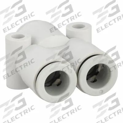 SMC Push-Fit Wye Fitting: 8 mm OD x 8 mm OD x 10 mm OD Size, Polybutylene Terephthalate - Polybutylene & Brass Tube Fittings