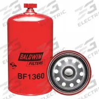 BALDWIN FILTERS Fuel Filter: Spin-On, 4 5/16 in Outside Dia, 1"-14 Thread Size, Cellulose, Hino (MPN BF1360). Key specifications — attr1137520: BF1360; attr434022: BALDWIN FILTERS; attr427730: Cellulose; attr427731: Integral Post Seal; attr1017112: Buses; attr1017113: Hino.