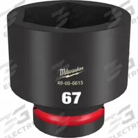MILWAUKEE Standard Impact Socket: 1 in Drive Size, Metric, 67 mm Socket Size, 6-Point, Std, Friction (MPN 49-66-6615). Key specifications — attr1215501: MILWAUKEE; attr1215515: Black Phosphate; attr1215518: 67 mm.