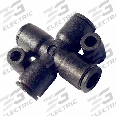 LEGRIS Push-Fit Cross Fitting: 5/32 in OD x 5/32 in OD x 5/32 in OD x 5/32 in OD Size - Nylon & Nickel-Plated Brass Tube Fittings