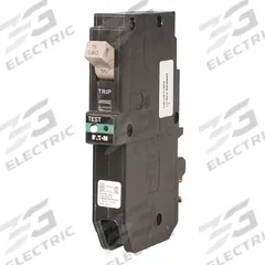 EATON Circuit Breaker: 20 A, 120/240V AC, Single Phase, 10kA at 120/240V AC, Type CH Loadcenters (MPN CHFP120DF). Key specifications — attr195951: 20 A; attr195952: 120/240V AC; attr195953: Single; attr195954: 10kA at 120/240V AC; attr195958: Arc & Ground Fault Circuit Interrupter with Plug-On Neutral; attr195955: Type CH Loadcenters; attr211136: EATON.
