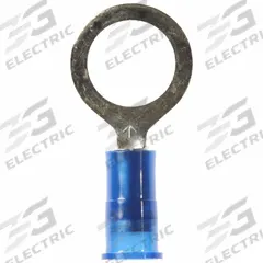 3M Ring Terminal: Blue, Nylon Insulation, 3/8 in Stud Size, 16 AWG to 14 AWG Wire Sizes, 1,000 V (MPN MNG14-38RK). Key specifications — attr1308027: 3M.