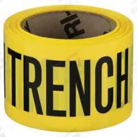 APPROVED VENDOR Barricade Tape: 200 ft Lg, 3 in Wd, Caution Open Trench Legend, Polyethylene (MPN 91227). Key specifications — Tape Message: Caution Open Trench; Message Color: Black; Brand: APPROVED VENDOR.