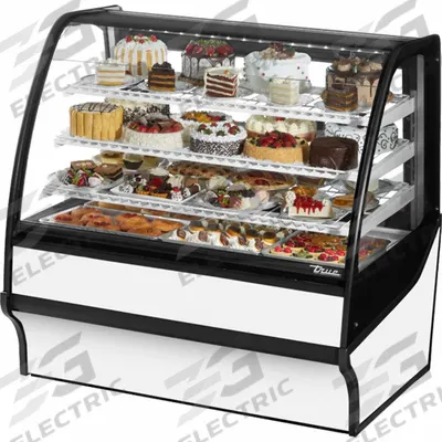TRUE REFRIGERATION Refrigerated Merchandiser: 49 1/8 in x 48 1/4 in x 39 in, White - Curved Glass Display Refrigerator Merchandisers